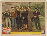 3c655 MEET THE PEOPLE LC 1944 Bert Lahr christens ship in front of Lucille Ball & Dick Powell!