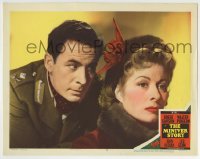 3c664 MINIVER STORY LC #6 1950 close up of Leo Genn staring at pretty Greer Garson from behind!