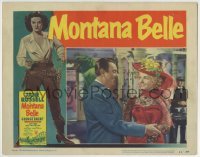 3c673 MONTANA BELLE LC #2 1952 great close up of George Brent smiling at sexy Jane Russell!
