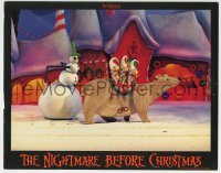 3c711 NIGHTMARE BEFORE CHRISTMAS LC 1993 Tim Burton, great image of elves riding bear by snowman!