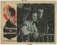 3c740 PASSAGE TO MARSEILLE LC 1944 close up of Humphrey Bogart & Michele Morgan on balcony!