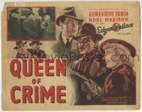 3c171 QUEEN OF CRIME TC 1941 art of bad girl Genevieve Tobin with Tommy gun & Noel Madison!