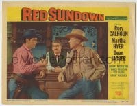 3c776 RED SUNDOWN LC #3 1956 great close up of Rory Calhoun & Dean Jagger standing by bar!