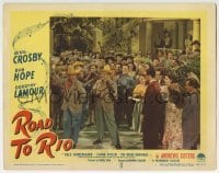 3c795 ROAD TO RIO LC #8 1948 crowd watches Bing Crosby & Bob Hope perform a musical number!