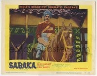 3c806 SABAKA LC #5 1954 The Fire Demon, great close up of Boris Karloff in uniform on horse!