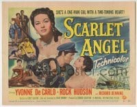 3c180 SCARLET ANGEL TC 1952 artwork of sailor Rock Hudson & sexy gambling Yvonne DeCarlo!