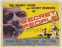 3c181 SECRET PEOPLE TC 1952 introducing young Audrey Hepburn, secret loves & secret murders!