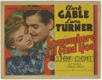 3c188 SOMEWHERE I'LL FIND YOU TC 1942 great romantic close up of Clark Gable & sexy Lana Turner!