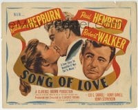 3c192 SONG OF LOVE TC 1947 art of Katharine Hepburn & Paul Henreid kissing + Robert Walker!