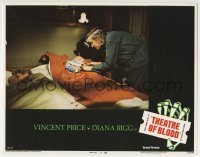 3c891 THEATRE OF BLOOD LC #6 1973 crazy doctor Vincent Price examines sleeping man in bed!