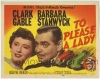3c211 TO PLEASE A LADY TC 1950 Clark Gable & sexy Barbara Stanwyck + great art of race cars!