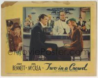 3c935 TWO IN A CROWD LC 1936 Joan Bennett & Joel McCrea in tuxedo laughing at cool round bar!