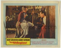 3c942 UNFORGIVEN LC #3 1960 Audrey Hepburn & Lillian Gish churning butter, directed by John Huston!