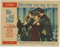 3c954 WAR & PEACE LC #2 1956 Vittorio Gassman standing behind Audrey Hepburn, Leo Tolstoy epic!