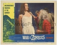 3c959 WAR OF THE ZOMBIES LC #7 1965 close up of beautiful Susi Andersen scared of old woman!