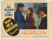 3c960 WAY OF A GAUCHO LC #4 1952 pretty Gene Tierney & Rory Calhoun look at tough Richard Boone!