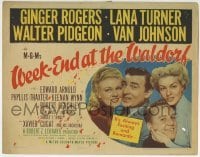 3c225 WEEK-END AT THE WALDORF TC 1945 Ginger Rogers, Lana Turner, Walter Pidgeon, Van Johnson