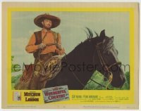 3c980 WONDERFUL COUNTRY LC #2 1959 close up of Texan Robert Mitchum in sombrero on horseback!