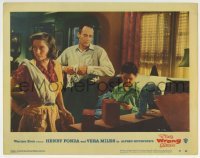 3c984 WRONG MAN LC #5 1957 c/u of Henry Fonda & Vera Miles at home, Alfred Hitchcock directed!