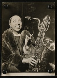 3d964 JOSEPHINE BAKER 2 5.25x7 stills 1940s with saxophone and singing from music sheet!