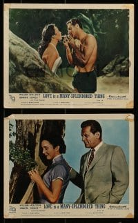 3d158 LOVE IS A MANY-SPLENDORED THING 8 color English FOH LCs 1955 William Holden & Jennifer Jones!