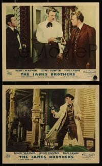 3d164 TRUE STORY OF JESSE JAMES 8 color English FOH LCs 1957 Nicholas Ray, Robert Wagner, Hunter!