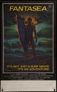 3f016 FANTASEA Aust special poster 1979 cool Sharp artwork of surfer & ocean!