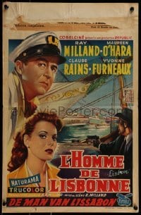 3f437 LISBON Belgian 1956 Ray Milland & Maureen O'Hara in the city of intrigue & murder!