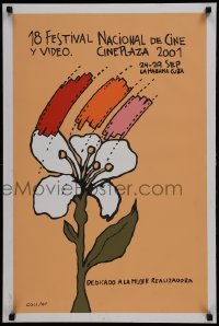 3f324 18 FESTIVAL NACIONAL DE CINE Y VIDEO Cuban silkscreen 2001 film strips over flowers by Coll!