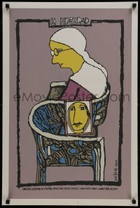 3f355 LA FIDELIDAD Cuban 1993 cool Eduardo Munoz Bachs silkscreen art of old woman in chair!
