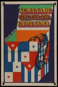 3f383 SEMANA DE CINE CUBANO Cuban 1972 cool Niko art of a box made of many flags and filmstrip!