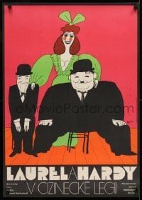 3f021 FLYING DEUCES Czech 22x31 1974 great art of Stan Laurel & Oliver Hardy by Vratislav Hlavaty!