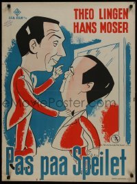 3f240 PAS PAA SPEILET Danish 1940s completely different wacky art of Theo Lingen and Hans Moser!