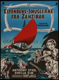 3f261 WEST OF ZANZIBAR Danish 1954 Anthony Steel, Sheila Sim, safari adventure, K. Wenzel!