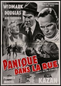 3f140 PANIC IN THE STREETS French 20x28 R1990s Richard Widmark, Walter Jack Palance, Elia Kazan film noir!