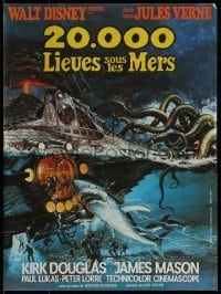 3f143 20,000 LEAGUES UNDER THE SEA French 16x21 R1970s Jules Verne classic, art of deep sea divers!
