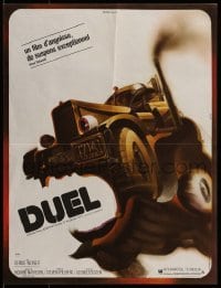 3f148 DUEL French 16x21 1973 Steven Spielberg, wacky different killer vehicle art by Landi!