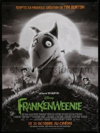 3f152 FRANKENWEENIE advance French 16x21 2012 Tim Burton, horror image of wacky graveyard!