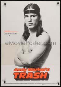 3f699 ANDY WARHOL'S TRASH German 1971 Warhol, b/w image of barechested Joe Dallessandro!