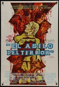 3f005 ASYLUM Mexican poster 1972 Peter Cushing, Robert Bloch, cool different horror art!