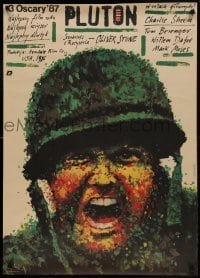3f970 PLATOON Polish 26x37 1988 Oliver Stone, different Pagowski art of Vietnam war soldier!