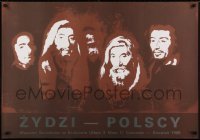 3f999 ZYDZI-POLSCY museum Polish 27x39 1989 really cool artwork of men and brown background!