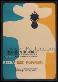 3f896 RIVER OF NO RETURN Polish 23x33 1967 Robert Mitchum, Marilyn Monroe, Krolikowski art!