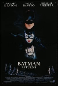 3g139 BATMAN RETURNS 1sh 1992 Michael Keaton, Danny DeVito, Michelle Pfeiffer, Tim Burton!