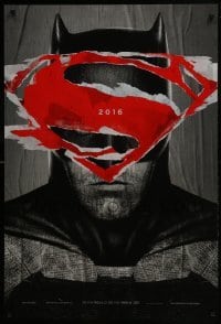 3g143 BATMAN V SUPERMAN teaser DS 1sh 2016 cool close up of Ben Affleck in title role under symbol!