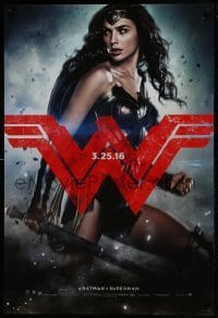 3g146 BATMAN V SUPERMAN teaser DS 1sh 2016 great image of sexiest Gal Gadot as Wonder Woman!