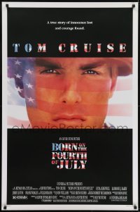 3g181 BORN ON THE FOURTH OF JULY 1sh 1989 Oliver Stone, great patriotic image of Tom Cruise!