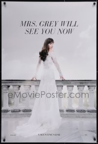 3g316 FIFTY SHADES FREED DS teaser 1sh 2018 sexy image of Dakota Johnson standing on balcony!