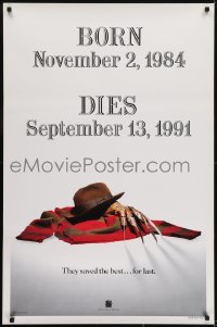 3g330 FREDDY'S DEAD style A teaser 1sh 1991 great close up of Freddy Krueger's hat, claws & sweater!