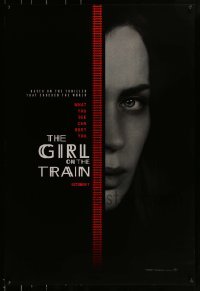 3g348 GIRL ON THE TRAIN teaser DS 1sh 2016 close-up of Emily Blunt, what you see can hurt you!